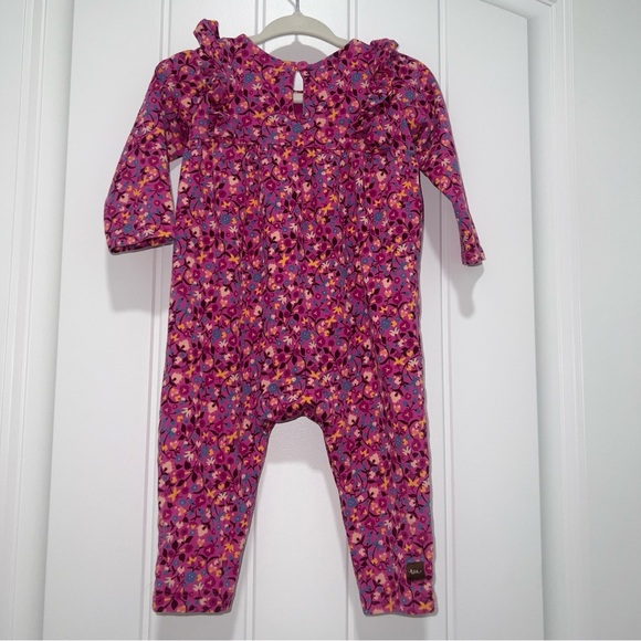 Tea Collection Baby Girl Long Sleeve Pink Floral Romper Size 6-9 Months - Picture 4 of 5
